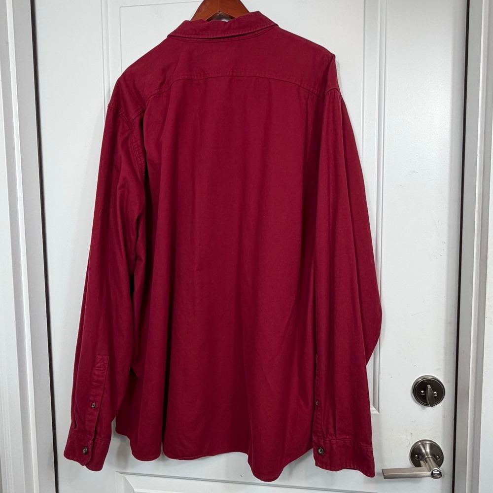 Eddie Bauer Mens TXXXL Relaxed Fit Long Sleeve Button Down Shirt Dark Red Cotton - Picture 8 of 8